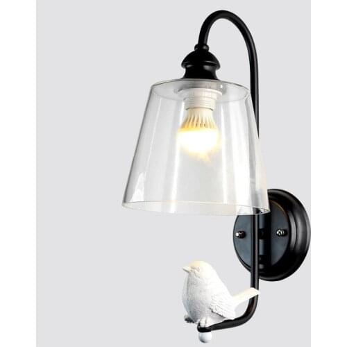 European modern resin bird wall lamp E27 bulb led lamp Living room bedroom white/black bird Wall lights led lustre wall lamps