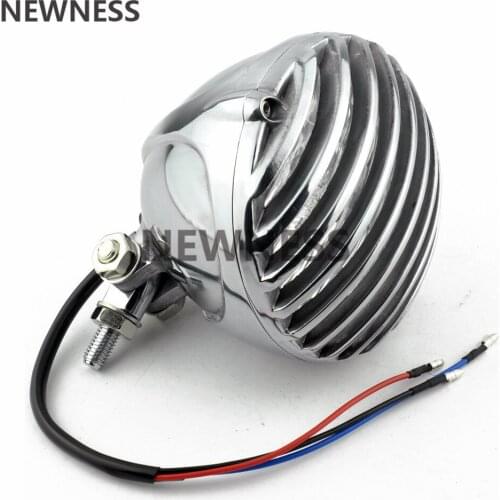 Chrome Black Scalloped 5" Headlight Motorcycle Retro Finned Grill Headlamp For Harley Honda Yamaha Suzuki XS650 Bobber Chopper