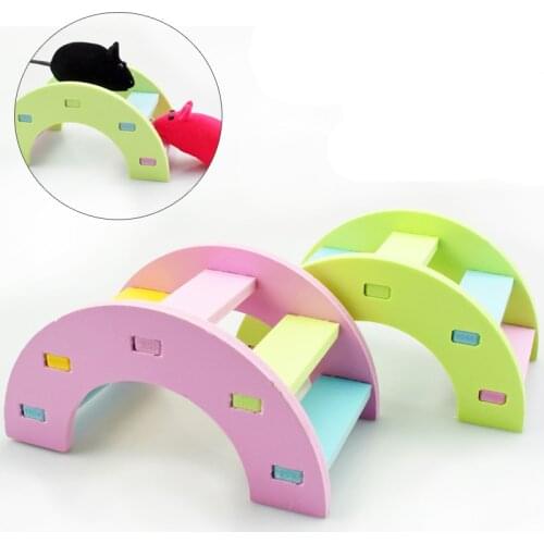 Hamster Toys Ecological Wooden Small Animals Rainbow Bridge Guinea Pig Sports Toy Non-Slip Pet Seesaw Swing Hamster Accessories