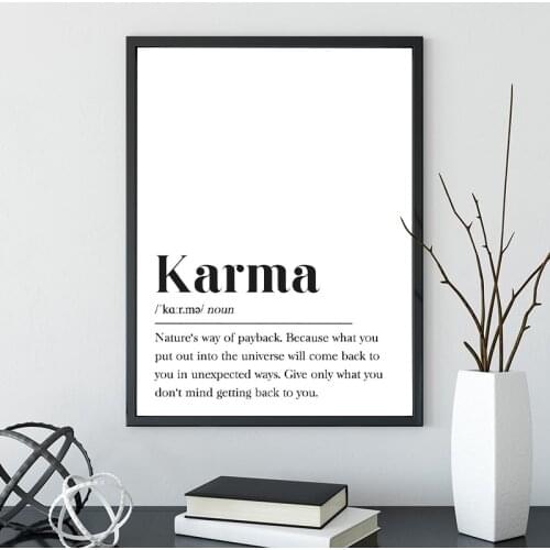 Karma Definition Print Happy Canvas Painting Motivation Gift Typography Buddhism Wall Art Posters Law of Attraction Home Decor