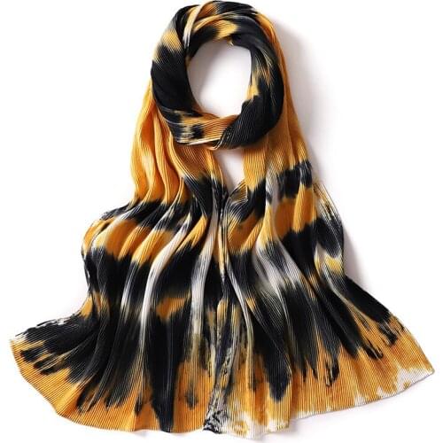 Fashion Tie-Dye Wrinkle Printed Chiffon Hijab Scarf Wrap Women Muslim Scarves Islamic Shawl Headband Malaysia Headscarf Scarves