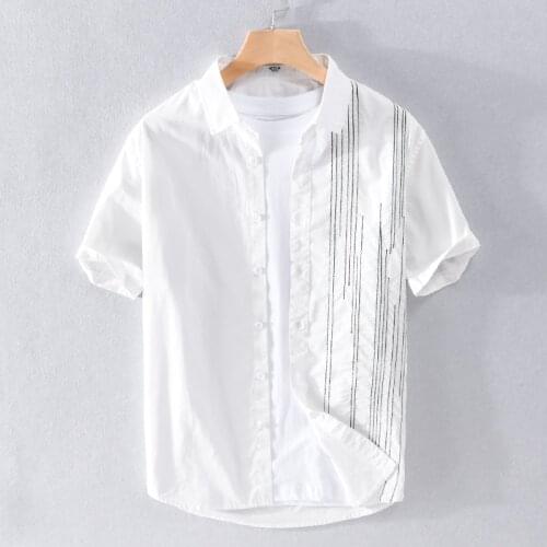 2021 New Suehaiwes brand Italy cotton embroidery white shirt men summer casual comfortable shirts for men camisa chemise tops