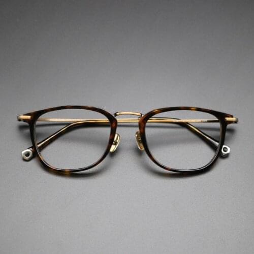 Vintage Square Acetate Glasses Frame Men Prescription Myopia Optical Eyeglasses Frame Women Male New Luxury Titanium Leg Eyewear