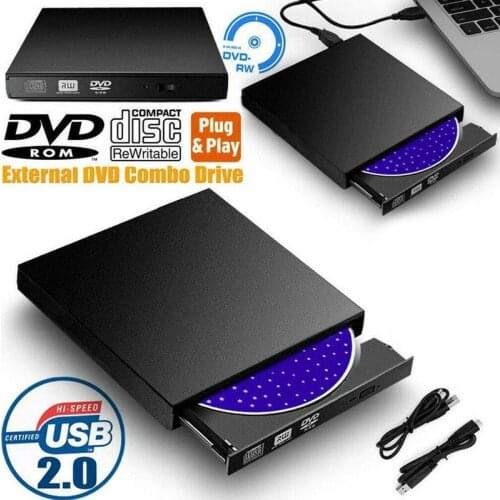 1Pc Portable USB 2.0 External DVD-ROM Player CD-RW Burner High-speed DVD Drive Plug and Play Suitable for Laptop Desktop