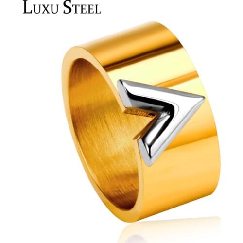 LUXUSTEEL Stainless Steel Letter Rings Gold Color Engagement Rings inoxidable Finger Rings Wholesale Party Accessories