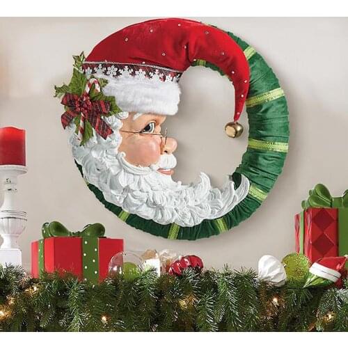 Jolly Santa Wreath Cascading Christmas Garland,Wreaths For Front Door-Farmhouse Wreath Festive atmosphere bar party ornaments