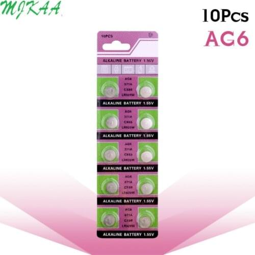 10pcs/pack AG6 Promotion For watch Button Battery 371 d371 605 sr920sw sr69 alkaline cocell button battery