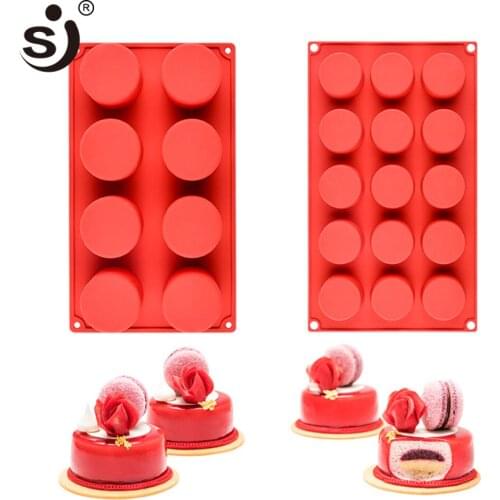 SJ 2pcs/Set Flat Round Mousse Silicone Bakeware Set Cake Molds Cookie Cake Tool Desert For Baking Cake Cookie Silicone Mold