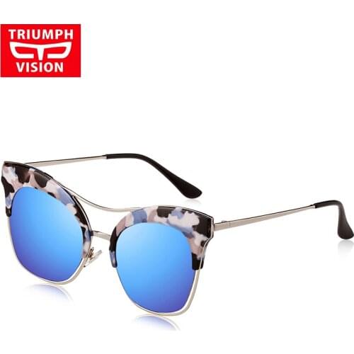 TRIUMPH VISION Oversized Cat EYE Sunglasses Female Brand Oculos Women Purple Red Mirror Sun Glasses Ladies Fashion Shades