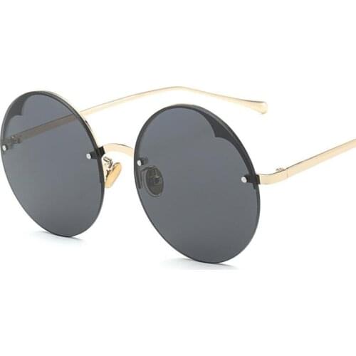 Luxury Brand Designer Italy Round Sunglasses Women 2020 Brown Vintage Metal Shade Frame Retro Cross Nerd Rimless Sun Glasses