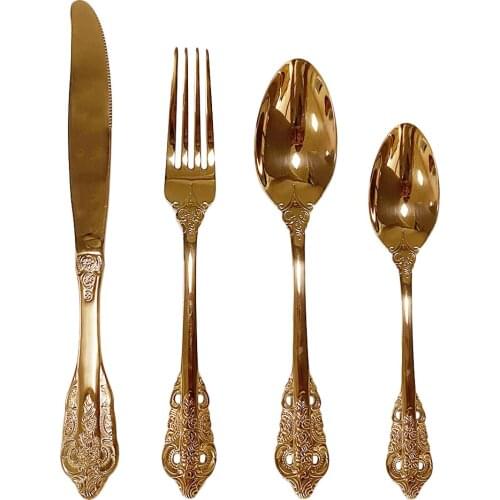 Dinnerware 4/16/24 Pcs Stainless Steel Rose Gold Cutlery Set Knife Fork Coffee Spoon Teaspoon Dinner Knife Tableware Dinner Set