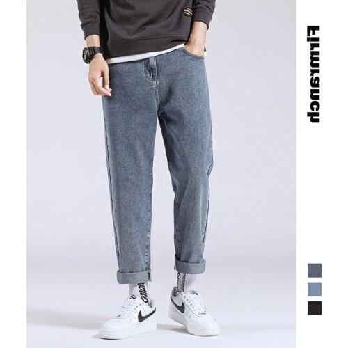 2021 Spring/Autumn Loose Japanese Casual Young Men Hiphop Slim Straight Pants Retro Blue Boys Jeans trousers