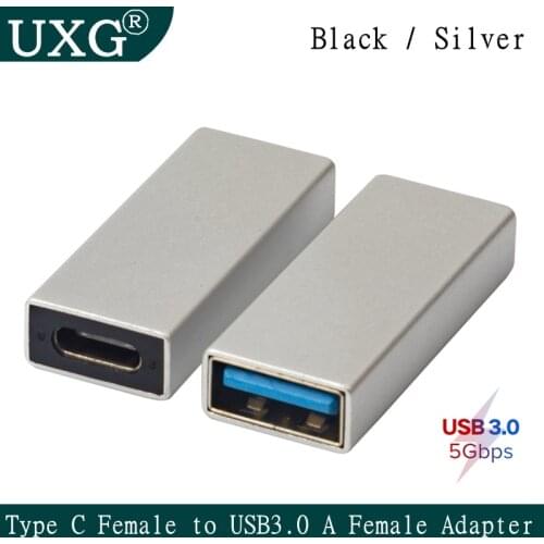 High Speed USB C USB 3.1 Type C Female to USB 3.0 A Female Adapter Converter OTG Adaptor 5gbps Aata Transmission Black Silver