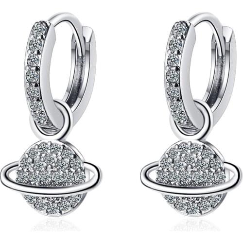WANGAIYAO inlaid zirconium diamond planet earrings fashion small fresh single row diamond earrings short earrings earrings