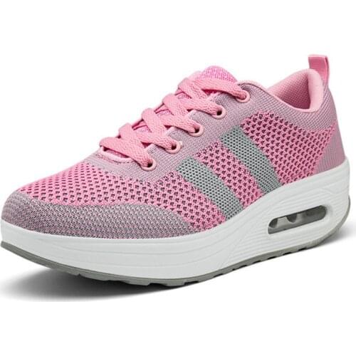 Women Shoes Breathable Mesh Sneakers Women Basket Female Comfortable Wedges Sneakers chaussure femme Women Casual Platform Shoes
