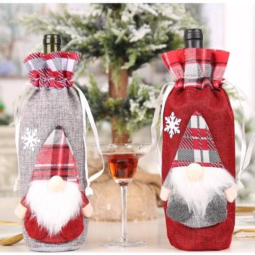 32*14cm Christmas Wine Bottle Bag Hotel Dining Table Bearded Man Ornament Bar Champagne Cover
