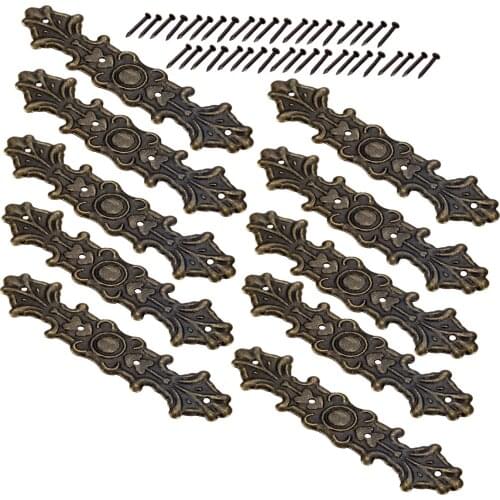 10Pcs Antique Bronze Flower Wraps Cabochon Flatback Metal Embellishments Scrapbook Decorative Protectors Corner Brackets 79*20mm