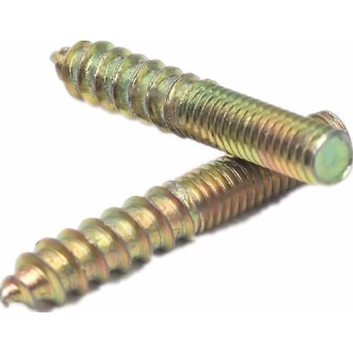 10pc Carbon Steel hanger bolt M4-M10x30mm Double Headed Bolt Self-tapping Screw for sofa Furniture connection Fastener Hardware