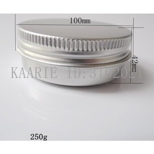 250g 100*42mm refillable empty round aluminum metal tin cans bottle with lids , cosmetic cream container box aluminum jar