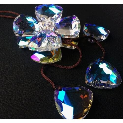 260MM (H) Top Quality 3Color K9 Crystal Lucky Four-leaf Clover Flower Crystal Fashion Cute Car Interior Jewelry Pendant Diy Gift