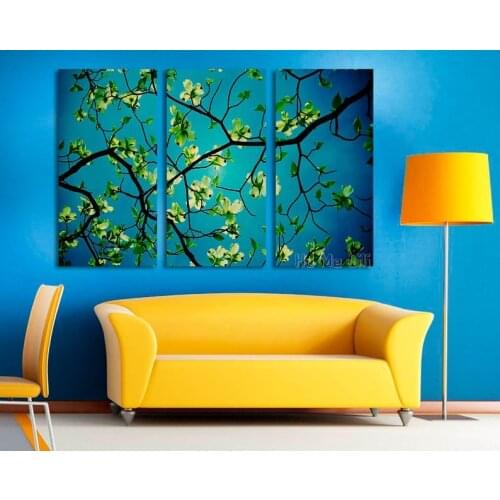 3 Panel Canvas Split Peach Tree Blooming Photo Print On Canvas Triptych Canvas