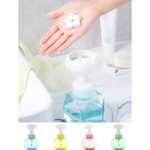 300ml Liquid Soap Dispenser Flower Shape Foam Foaming Pump Empty Bottle Plastic Clear Bottle Shower Gel Foam Pump Bottle