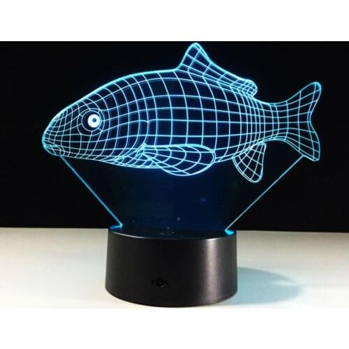 LED Carp 3D Visual Fish Novelty Night Lights Remote and Touch for Kids Touch USB 7 Color Changing Vision Stereo LED lamp
