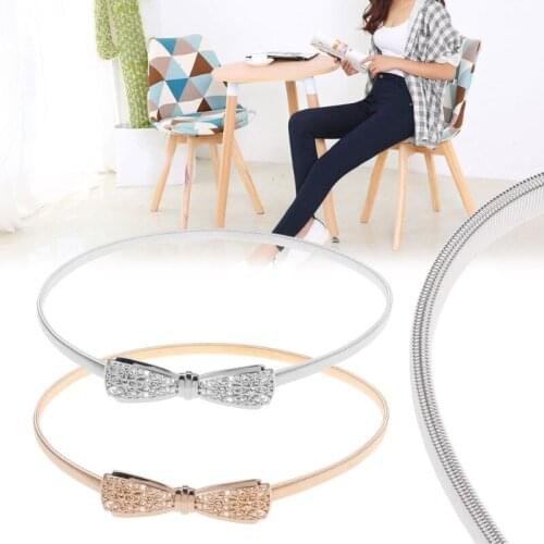40GC Waist Belt Metal Buckle Bowknot Women Dress Decoration Skinny Fashion Waistband