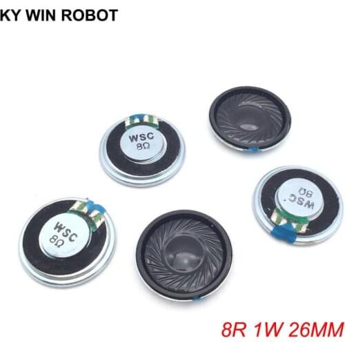 5pcs/lot New Ultra-thin Mini speaker 8 ohms 1 watt 1W 8R speaker Diameter 26MM 2.6CM thickness 5MM