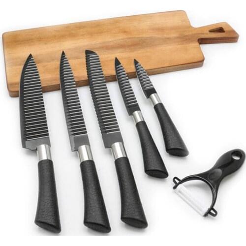 6Pcs/Set Kitchen Knives Set Stainless Steel Sharp Non-Slip Handle Household Kitchen Stria Non-Stick Knife Kitchen Tools NS h5