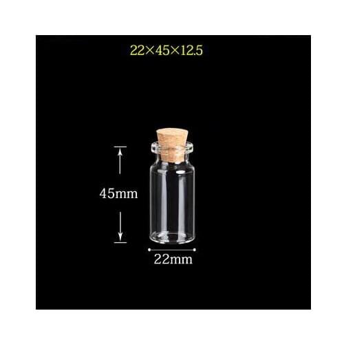 8ml 22*45*12.5mm transparent Glass Bottle with Cork Crafts Glass Jars oil perfumes Vial pendants set jewelry for Xmas Gift