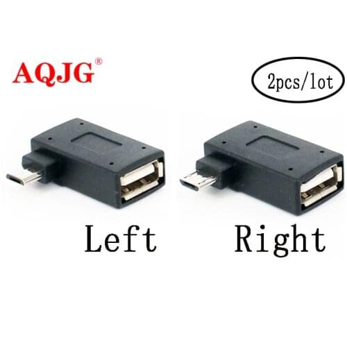 2Pcs/set Micro Adapter USB 2.0 Female to Male Micro OTG Power Supply 2018 Port 90 Degree Left 90 Right Angled USB OTG Adapters