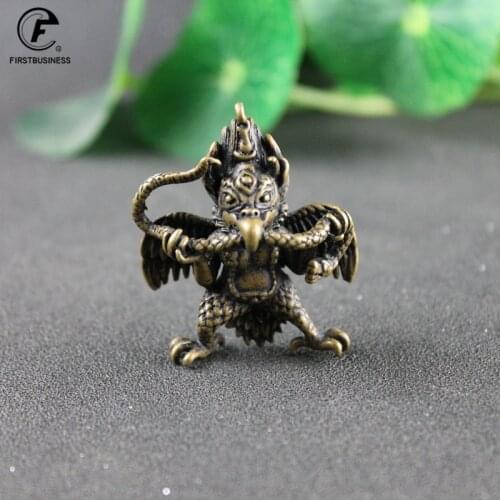 Antique Bronze Nepal Golden WInged Dapeng Bird Buddha Statue Solid Copper Buddha Figures Ornaments Buddhist Faith Car Keychains