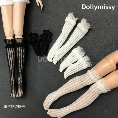 White,Black Lace Socks Stocking Blyth Knee Highs Sock for Azone,Pullip,Barbies,blyty,ob24,1/6 Doll Socking Clothing Accessories