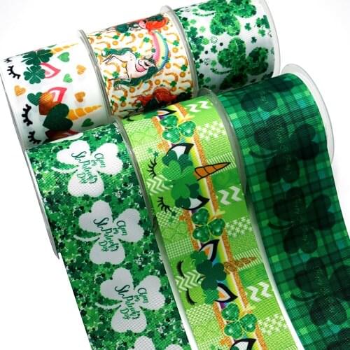 Free shipping 50 yard St. partick day printed grosgrain ribbons Supplier 27265