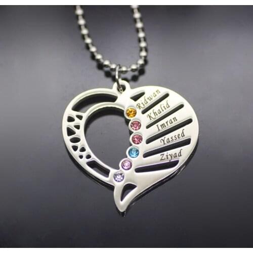 Hollw Heart Necklace 2018 Birthstone Necklaces Jewelry Best Birthday Gift Can Custom Made Any Name YP2997 (DropShipping)
