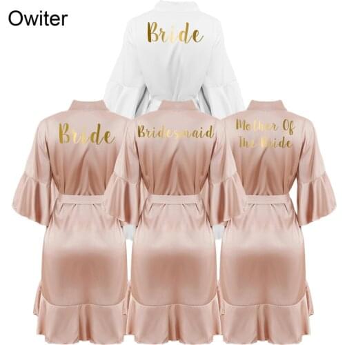 Ruffled Robe Custom Bridal Robes Wedding Robe Satin Robe Bride Bridesmaid Robes Silk Robes for Women Bathrobe Champagne