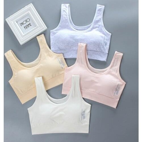 Cotton Bra Training Puberty Girls Vests Sport Kids Soft Tops Tanks Breathable Teens Students Underwear Bras for Teenagers 8-18Y