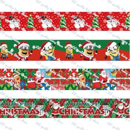 Custom 1"-3" hot transfer printed christmas grosgrain ribbon 25-75mm 50 yards christmas decorations gift wrapping diy bows