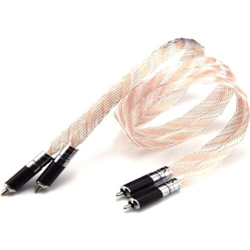 1 Pair Hifi RCA Cable High Performance Silver and Copper 2RCA Male to Male to Cable