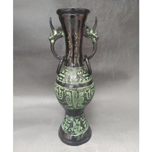 China bronze double ring vase crafts statue
