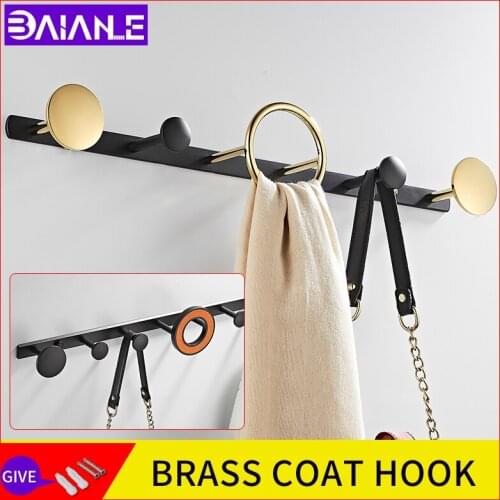 Robe hook brass black gold wall coat row hooks bathroom towel hook home decor living room hallway umbrella key hook