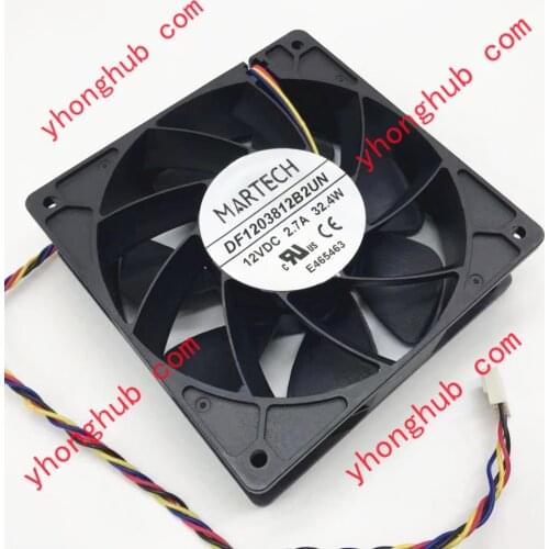 MARTECH DF1203812B2UN DC 12V 2.7A 120x120x38mm 4-Wire Server Cooling Fan