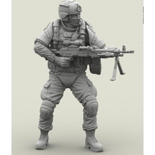 1/35 scale miniatures modern US Special Forces machine gunner Resin Model Kit figure Free Shipping