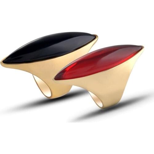 Dubai Fashion Gold Color Ring Men Women Wedding Paty Accessories Punk Red Black Ring Vintage Jewelry