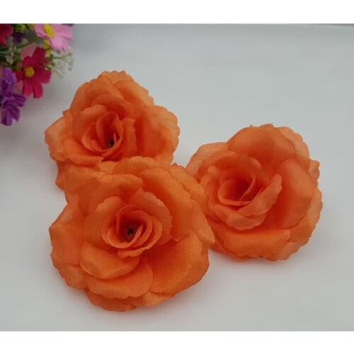 Can Mix Color!10PCS/Lot 8CM Orange Color Artificial Rose Silk Flower Heads DIY Wedding Home Decoration Festive Party Supplies