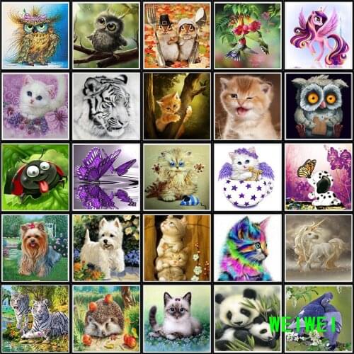 5D DIY Diamond painting Animal circle full character Animal mosaic cross stitch mosaic home decor Cross Stitch Kit Handmade Gift