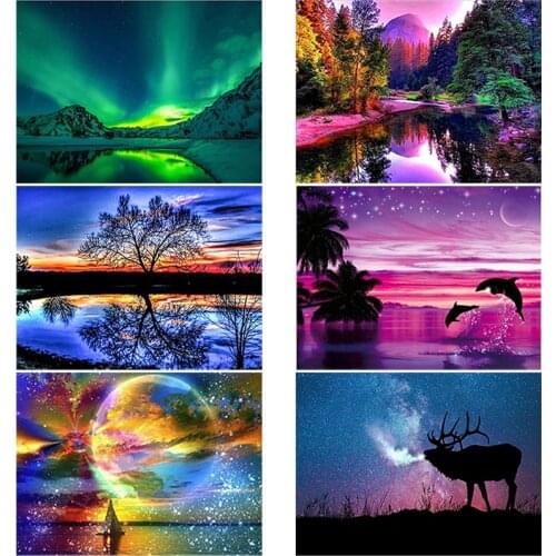 DIY Starry Sky 5D Diamond Painting Dolphin Diamond Embroidery Cross Stitch Kits Full Round Drill Mosaic Rhinestones Home Decor