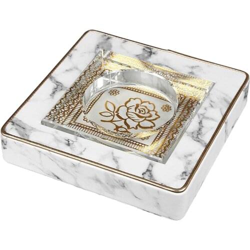 Crystal Imitation Marble Ashtray Ash Tray Birthday Gifts Gifts for Man Decoration House Garden Office Meeting Room Bars KTV