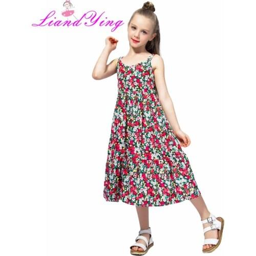 Big Girls Dress Summer Chiffon Kids Girls Beach Dress Teens Girls Vestidos Floral Girl Dress 2-12 years